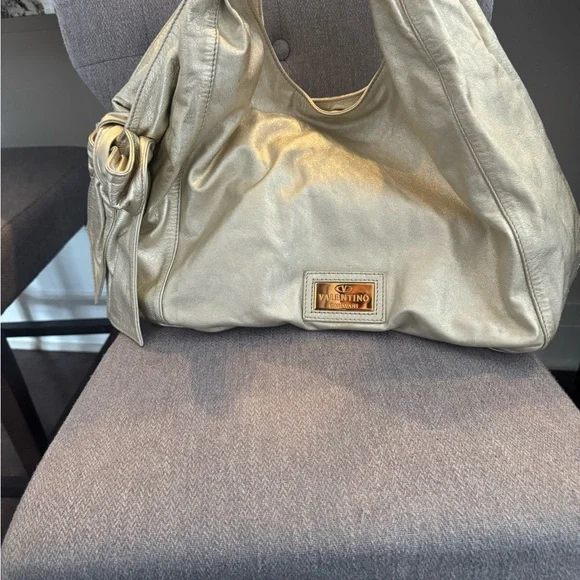 Valentino Garavani Gold Metallic Leather Hobo Bag Y2K Vintage - Picture 16 of 16
